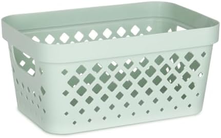 Glad Plastic Baskets for Organizing, Set of 6 | Pantry Storage for Under Counter, Linen Closet, and Bathroom | Nesting Shelf Bins with Handles, 1 Gallon, Sage - Image 2