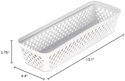 Glad Plastic Storage Basket Set - Multipurpose Drawer Trays, Kitchen Pantry Containers, and Bathroom Bins - 6 Pack Narrow Organizers, White - Image 6