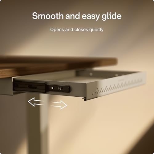 Desktronic Under Desk Drawer — Hidden Under-Desk Storage Organizer, Easy Install, Large Capacity Metal Sliding Drawer for Home Office, Standing Desk & Workstation (Grey) - Image 5