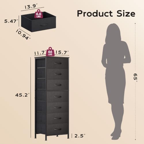 WLIVE Tall Dresser for Bedroom, 7 Drawer Dresser, Black - Image 3