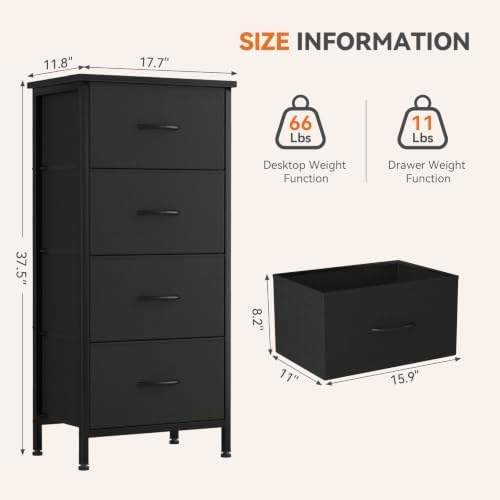 Sweetcrispy 4 Drawer Dresser, Tall Storage Cabinet for Bedroom and Closet - Image 3