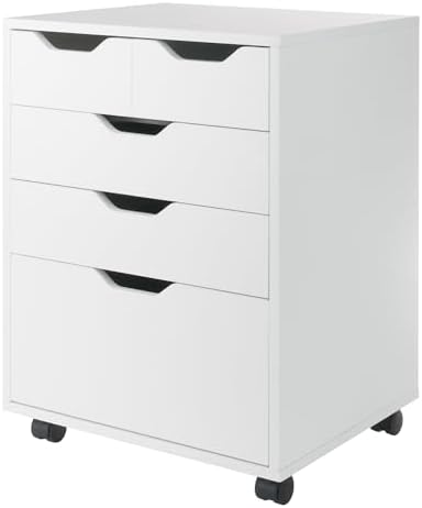 Winsome Halifax Mobile Storage Cabinet with 5 Drawers, White by Winsome
