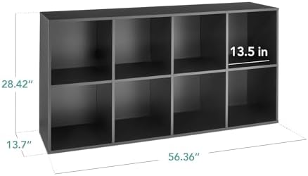 Best Choice Products 8-Cube Storage Organizer, 13.5in Shelf Opening, Bookcase, Display Shelf, Customizable w/ 2 Removable Back Panels – Black - Image 2