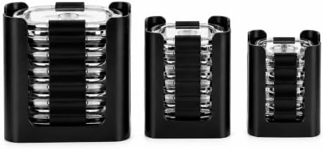 Food Container Lid Organizer for Rubbermaid Brilliance Lid, 3-Piece Lid Organizers for Cabinet, Holds 24 Snap-On Lids, Stackable Kitchen Cabinet Organizer for 0.5, 1.3, 3.2 & 4.7 Cup Lids, Black by ZDXUCC