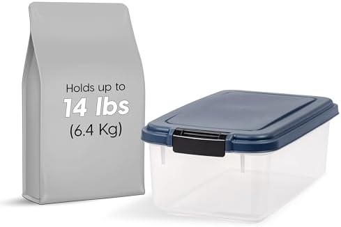 IRIS USA Airtight Dog Food Storage Container, Up to 14 lbs, Dog Cat Bird and Other Pet Food Treats Storage Bin, Dog Cat Wet Food Cans, Keep Fresh, BPA Free, Stackable, Navy - Image 2