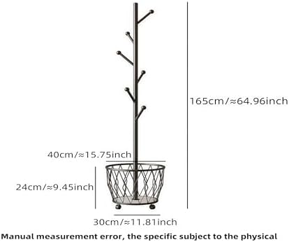 Black Moveable Tree Metal Coat Rack with Basket Freestanding 65" - Image 6