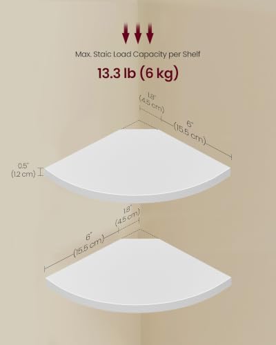 VASAGLE Floating Corner Shelves, Set of 4, 6 x 6 x 0.5 Inches - Image 3