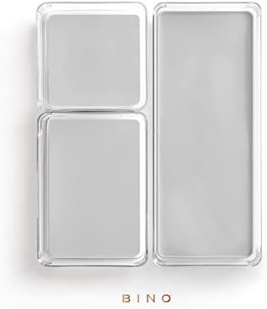 BINO | 3-Piece Drawer Organizer Bin Set - Grey, Large | THE MODULAR+ | Multi-Purpose Storage | Soft-Grip Lining and Non-Slip Rubber Feet | Durable | BPA-Free | Desk Drawer Organizer | Vanity Organizer - Image 5
