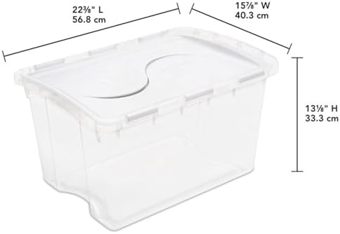 Sterilite Hinged Lid Storage Box, Clear Plastic, White, 48 Qt, 18-Pack - Image 2