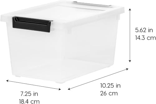 IRIS USA Storage Bins with Lids |Made in USA| 4 Qt - (6-Pack) - Clear/Black - Image 2