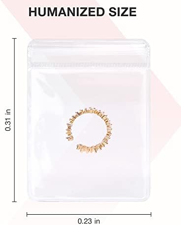 BAGSMART Jewelry Bags 50 Pcs Small Ziplock Rings Bags 2 x 3 Inch PVC Earring Packaging Sealing Zipper Clear Plastic Pouch Transparent Jewelry Organizer (Hanging Bag Is Not Included) - Image 3