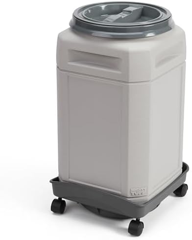 Mighty Tuff 13 Gallon, 54 Lbs Capacity, BPA-Free Pet Food Storage Container with Rolling Dolly on Wheels and Perfect Portion Scoop, Mobile Solution for Air-Tight Pet Food Storage by MightyTuff