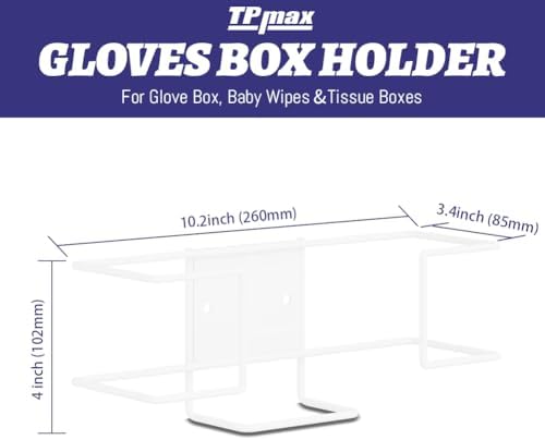 TPmax L Size Gloves Box Holder Glovesbox Wire Rack Dispenser for Gloves,Tissues Paper Towels Organizer - Mounting Accessories Included - Holds 1 Box - Perfect for Lab, Food Service and Home - Image 2