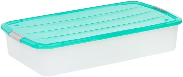 Under Bed Storage Bin Containers 56 Quart, Clear Plastic Box with Lid by Unknown