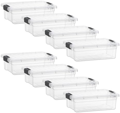 Superio 4.5 Quart Clear Plastic Storage Containers with Lids, Stackable Organizer Bins, BPA-Free Storage Boxes for Home, Office, Dorm & Classroom, 8 Pack by Superio