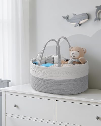 Maliton Cotton Rope Diaper Caddy Organizer - Nursery Storage Caddy, Baby Boy Changing Table Must Have, Perfect - Image 7