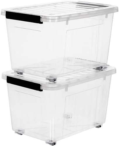 Citylife 54 Quart Large Clear Plastic Storage Bins with Lids 2-Pack by CitylifeHomeOrganization