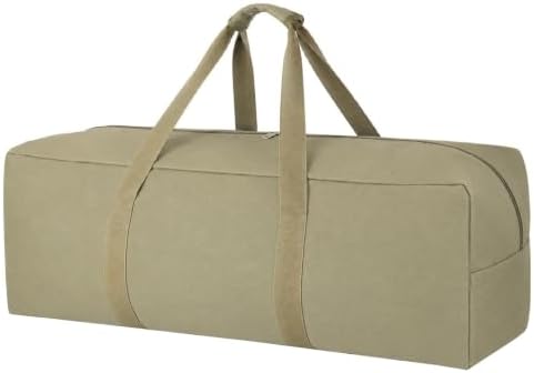 Canvas Duffle Bag for Travel, Heavy Duty Duffel for Tent Storage & Military Gear ArmyGreen 60L by HaoHakka