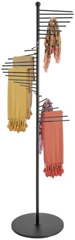Scarf Organizer, Hijab Organizer, 30 Tiers Metal Scarf Hanger for Multiple Scarves, 67" Height Floor-standing Hijab Stand Belt Pants Hanger for Home, Commercial, Clothing Store (Black) by MARTEXBUY