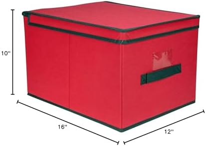 Northlight 16" Red Collapsible Christmas Decoration Storage Box with Handel - Image 7