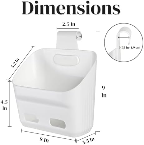 Eorbow 6 Pack Plastic Hanging Storage Basket, Over the Door Cabinet Shower Caddy, Stackable Kitchen Organizer Wall Mount with Detachable Hook, Shelf Bins with Draining Hole for Bathroom Pantry Closet - Image 2