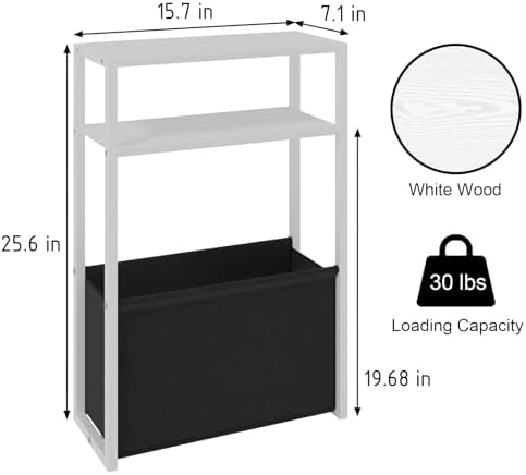 Leomonio Slim Side Table, Narrow End Table with Shelves - Image 2
