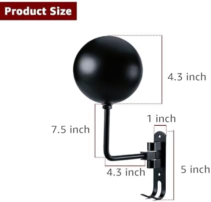 Motorcycle Helmet Holder Wall Mount, 180° Rotating Helmet Rack with Sphere Helmet Rest & Double Hooks, Metal Helmet Hanger for Motorcycle Helmets, Coats, Hats, Keys & Gear, 2 Pack - Image 3