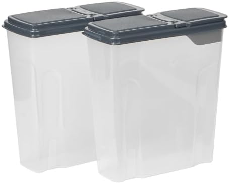 2-Pack Plastic Cereal Keeper Storage Containers 24 Cup, Dark Gray Lid - Image 2