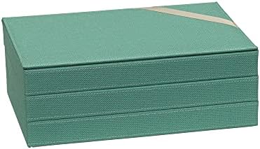 Household Essentials 3-Tier Jewelry Tray, Sturdy Chipboard With Polyester Linen Wrap, Polyester Felt Lining, Many Compartments for Easy Jewelry Access, Stackable, Stylish and Functional, Seafoam Green - Image 3