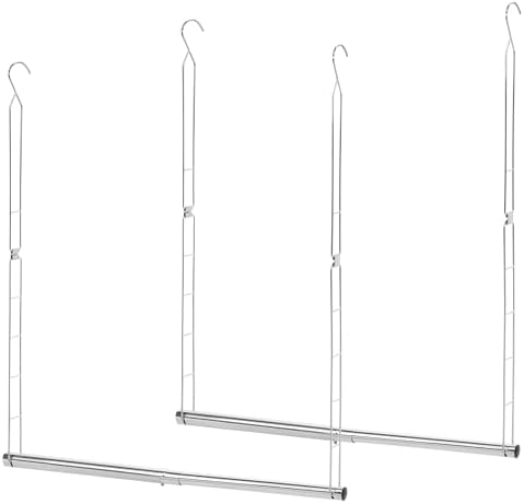 STORAGE MANIAC Hanging Closet Rod, Adjustable Width and Height Closet Hanging Organizer, Space-Saving Clothes Hanging Bar, Closet Extender Hanging Rod Double Closet Hanging Rod, 2 Pack Chrome by STORAGEMANIAC