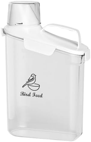 Bird Seed Storage Container Portable-3 Qt/2.8 L Clear Pet Food Container-with Measuring Cup/Lid,Airtight Wild Bird Seed Dispenser for Storing Sunflower Seed|Squirrel proof|BPA Free-White by Brabtod