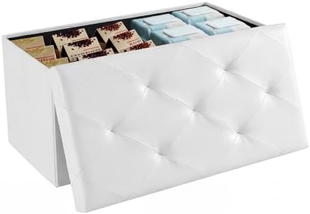 DUMOS 30 Inch Foldable Storage Ottoman Bench, Large Ottoman with Storage by DumosLifestyle
