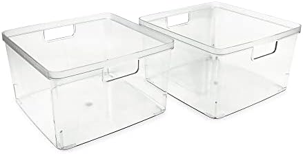 Isaac Jacobs 2-Pack Square Clear Storage Bins (10” L x 10” W x 6.1” H) - Image 2