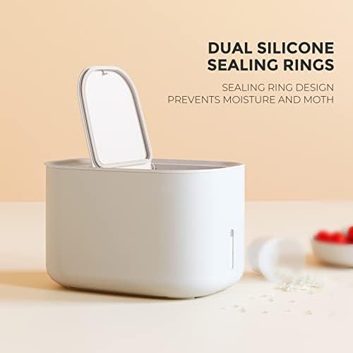 Zuutii Rice Storage Container,Food Container, Dry Food Storage,7.2lbs Pet Food Dispenser, 6.9Qt/11lbs Large Storage Bin with Lid,Silicone Ring & Moisture Proof,for Grain Cereal Soybean Corn,Begie - Image 6
