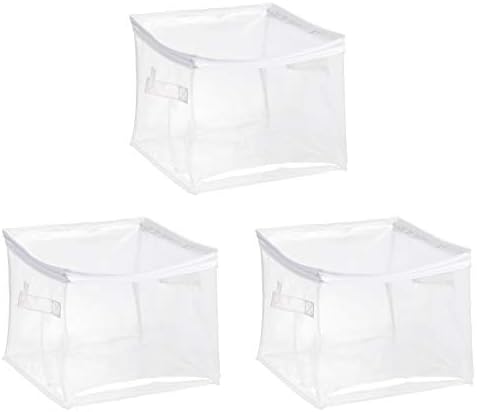 Amazon Basics Clear Zippered Storage Bags for Closet Organization, Stackable Clothing and Linen Storage Containers, 3-Pack by AmazonBasics