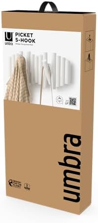 UMBRA Picket Rail Wall Stylish and Functional Hook with Five Hoops (White) (Pack of 3) - Image 7