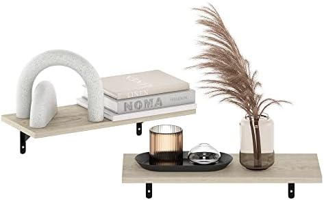 Furinno Rossi Set of 6 Floating Shelves for Wall, Metropolitan Pine - Image 6