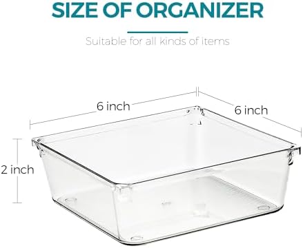 8 Pack Drawer Organizers, 6"X 6" Clear Acrylic Storage Bins - Image 2