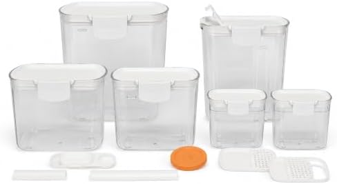 Progressive ProKeeper Baker's Airtight Kitchen Storage Canister Container Set for Flour, Sugar & More, Keeps Ingredients Fresh, with Accessories (White, 6- Piece) by ProgressiveInternational