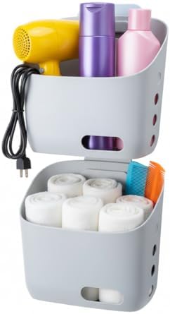 LeleCAT Plastic Hanging Basket Kitchen Storage organizer, Basket with Detachable hook, Hang it behind a door or on a railing, Over the Cabinet Door (Light Gray, Large) 2pack by HomeSpaceStorageBasket