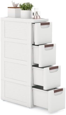LOKO 4-Drawer Narrow Storage Cabinet, Slim Rolling Cart (7.5"x16.5"x29.5") by LOKO