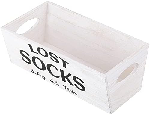 Blulu Lost Socks Basket Sign Laundry Room Farmhouse Storage, White by Blulu