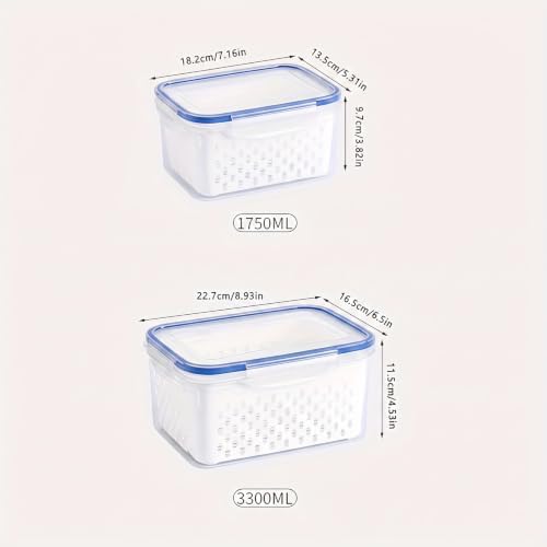 2pcs 4 in 1 Fruit Storage Containers for Fridge with Removable Colanders - Image 2
