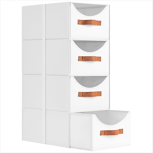 Homsorout Stackable Storage Drawers - Fabric Pull Out Organizer, White by Homsorout