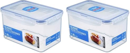 LOCK & LOCK Easy Essentials Food Lids/Pantry Storage/Airtight Containers, BPA Free, Rectangle - 8 Cup - for Cookies, Clear(Pack of 2) by LocknLock