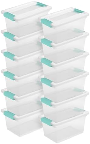 Sterilite Clip Box, Stackable Clear Plastic Bins - Medium, 12-Pack by Sterilite