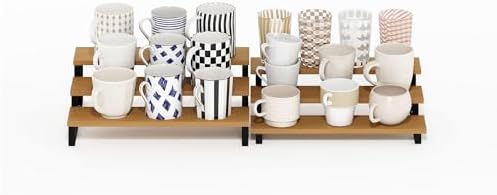 Furinno RAVEL Kitchen Countertop Organizer Set of 2, 3-Tier Nesting Metal Frame Counter Shelves, Kitchen Storage, Expandable, Spice Rack, for Pantry, Coffee Bar, Beech - Image 4