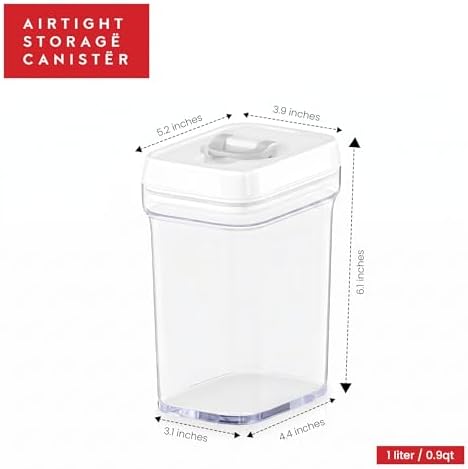 DWËLLZA KITCHEN Airtight Food Storage Containers for Pantry With White Lids 1L - 4 Pack - Clear Plastic Air Tight Kitchen Containers Pantry Organization and Storage BPA-Free Keeps Food Fresh & Dry - Image 2