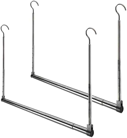 Adjustable Hanging Closet Rod, Extender Hanging Rod, Closet Hanging Organizer, Heavy Duty Closet Bar, Hanging Rod (Black, 2 Pack) by Yeetburg