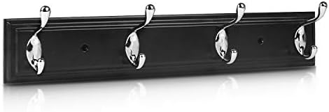 Wall Mounted Coat Hanger, 4 Hooks for Coats, Keys, Bags - Heavy Duty Zinc Alloy, Versatile for Entryway, Bedroom, Kitchen, Mudroom - Black by YTJG